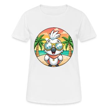 Cockatoo Funny Cartoon Summer Beach Sunglasses - Women's Breathable T-Shirt - white - Front - AI Model Female 172 dark (172cm)