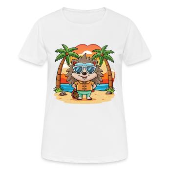 Igel Lustige Cartoon Sommer Strand Sonnenbrille - Frauen T-Shirt atmungsaktiv - Weiß - Vorne - AI Model Female 172 dark (172cm)