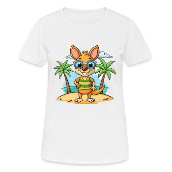 Känguru Lustige Cartoon Sommer Strand Sonnenbrille - Frauen T-Shirt atmungsaktiv - Weiß - Vorne - AI Model Female 172 dark (172cm)