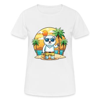 Polar Bear Funny Cartoon Summer Beach Sunglasses - Women's Breathable T-Shirt - white - Front - AI Model Female 172 dark (172cm)