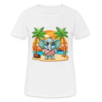 Elephant Funny Cartoon Summer Beach Sunglasses - Women's Breathable T-Shirt - white - Front - AI Model Female 172 dark (172cm)