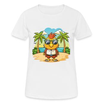 Hawk Funny Cartoon Summer Beach Sunglasses - Women's Breathable T-Shirt - white - Front - AI Model Female 172 dark (172cm)