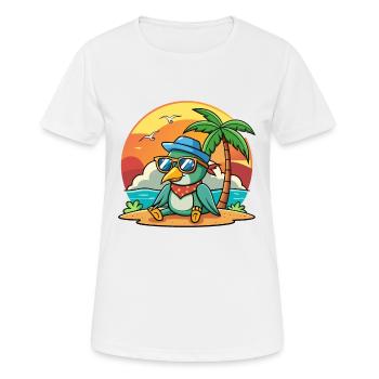 Hummingbird Funny Cartoon Summer Beach Sunglasses - Women's Breathable T-Shirt - white - Front - AI Model Female 172 dark (172cm)