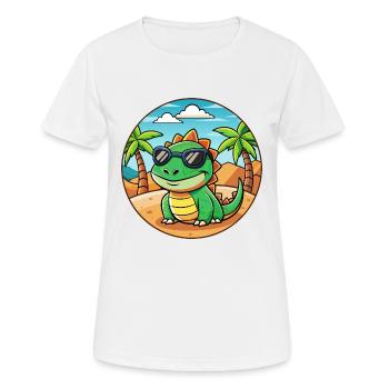Lunettes de soleil de plage d’été de dessin animé drôle de lézard - T-shirt respirant Femme - blanc - Devant - AI Model Female 172 dark (172cm)