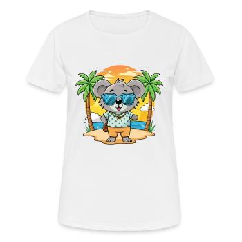 Koala Funny Cartoon Summer Beach Sunglasses - Women's Breathable T-Shirt - white - Front - AI Model Female 172 dark (172cm)