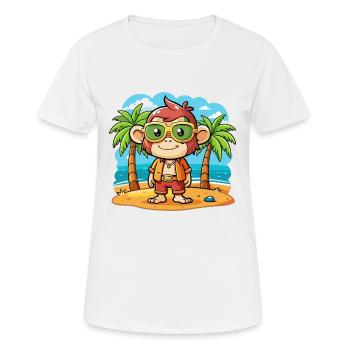 Affe Lustige Cartoon Sommer Strand Sonnenbrille - Frauen T-Shirt atmungsaktiv - Weiß - Vorne - AI Model Female 172 dark (172cm)