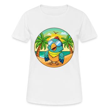 Papagei Lustige Cartoon Sommer Strand Sonnenbrille - Frauen T-Shirt atmungsaktiv - Weiß - Vorne - AI Model Female 172 dark (172cm)