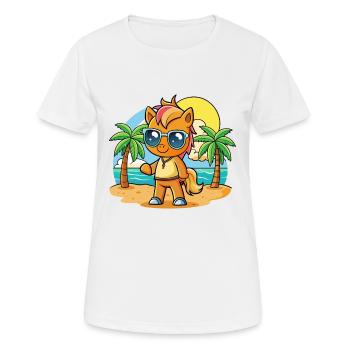 Pony Lustige Cartoon Sommer Strand Sonnenbrille - Frauen T-Shirt atmungsaktiv - Weiß - Vorne - AI Model Female 172 dark (172cm)
