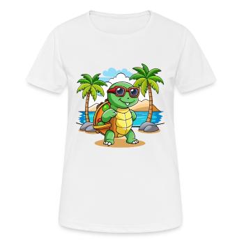 Schildkröte Lustige Cartoon Sommer Strand Sonnenbrille - Frauen T-Shirt atmungsaktiv - Weiß - Vorne - AI Model Female 172 dark (172cm)