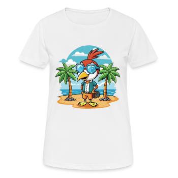 Woodpecker Funny Cartoon Lunettes de soleil de plage d’été - T-shirt respirant Femme - blanc - Devant - AI Model Female 172 dark (172cm)
