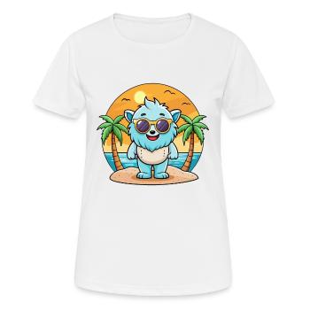 Yeti Funny Cartoon Summer Beach Sunglasses - Women's Breathable T-Shirt - white - Front - AI Model Female 172 dark (172cm)