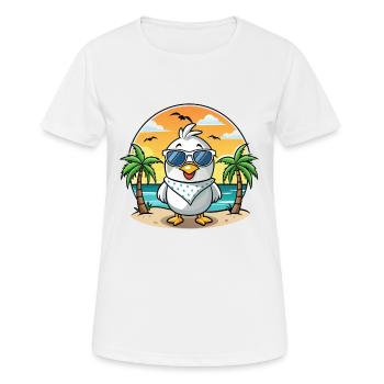 Albatross Funny Cartoon Summer Beach Sunglasses - Women's Breathable T-Shirt - white - Front - AI Model Female 172 dark (172cm)