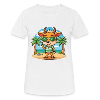 Lunettes de soleil de plage d’été de dessin animé drôle d’antilope - T-shirt respirant Femme - blanc - Devant - AI Model Female 172 dark (172cm)
