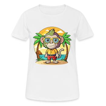 Pavian Lustige Cartoon Sommer Strand Sonnenbrille - Frauen T-Shirt atmungsaktiv - Weiß - Vorne - AI Model Female 172 dark (172cm)