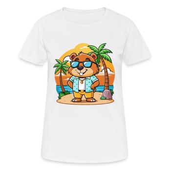 Biber Lustige Cartoon Sommer Strand Sonnenbrille - Frauen T-Shirt atmungsaktiv - Weiß - Vorne - AI Model Female 172 dark (172cm)