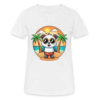 Panda Lustige Cartoon Sommer Strand Sonnenbrille - Frauen T-Shirt atmungsaktiv - Weiß - Vorne - AI Model Female 172 dark (172cm)