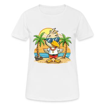 Pelican Funny Cartoon Summer Beach Sunglasses - Women's Breathable T-Shirt - white - Front - AI Model Female 172 dark (172cm)