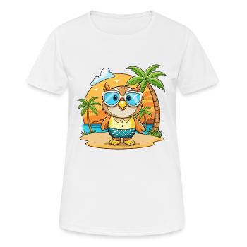 Eule Lustige Cartoon Sommer Strand Sonnenbrille - Frauen T-Shirt atmungsaktiv - Weiß - Vorne - AI Model Female 172 dark (172cm)