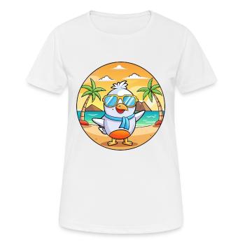Seagull Funny Cartoon Summer Beach Sunglasses - Women's Breathable T-Shirt - white - Front - AI Model Female 172 dark (172cm)
