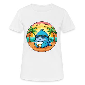 Wal Lustige Cartoon Sommer Strand Sonnenbrille - Frauen T-Shirt atmungsaktiv - Weiß - Vorne - AI Model Female 172 dark (172cm)