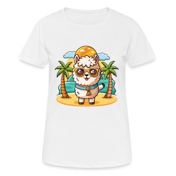 Alpaka Lustige Cartoon Sommer Strand Sonnenbrille - Frauen T-Shirt atmungsaktiv - Weiß - Vorne - AI Model Female 172 dark (172cm)
