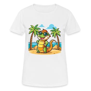 Anaconda Funny Cartoon Summer Beach Sunglasses - Women's Breathable T-Shirt - white - Front - AI Model Female 172 dark (172cm)