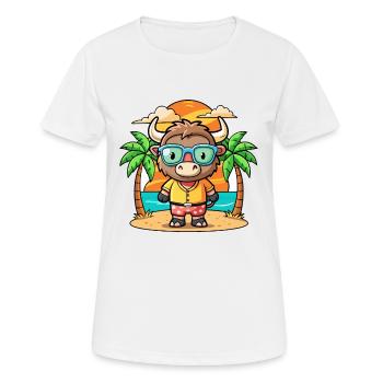 Buffalo Lustige Cartoon Sommer Strand Sonnenbrille - Frauen T-Shirt atmungsaktiv - Weiß - Vorne - AI Model Female 172 dark (172cm)