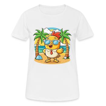 Chicken Funny Cartoon Summer Beach Sunglasses - Women's Breathable T-Shirt - white - Front - AI Model Female 172 dark (172cm)