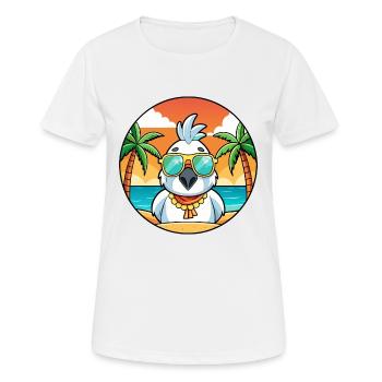 Kakadu Lustige Cartoon Sommer Strand Sonnenbrille - Frauen T-Shirt atmungsaktiv - Weiß - Vorne - AI Model Female 172 dark (172cm)