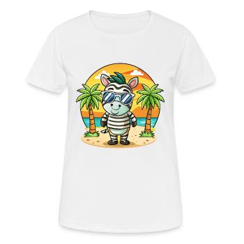 Zebra Lustige Cartoon Sommer Strand Sonnenbrille - Frauen T-Shirt atmungsaktiv - Weiß - Vorne - AI Model Female 172 dark (172cm)