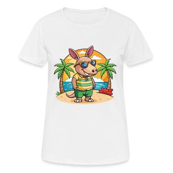 Erdferkel Lustige Cartoon Sommer Strand Sonnenbrille - Frauen T-Shirt atmungsaktiv - Weiß - Vorne - AI Model Female 172 dark (172cm)