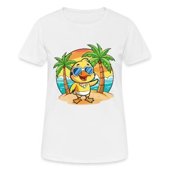 Duck Funny Cartoon Summer Beach Sunglasses - Women's Breathable T-Shirt - white - Front - AI Model Female 172 dark (172cm)