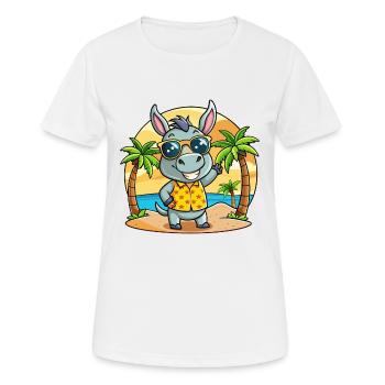 Esel Lustige Cartoon Sommer Strand Sonnenbrille - Frauen T-Shirt atmungsaktiv - Weiß - Vorne - AI Model Female 172 dark (172cm)