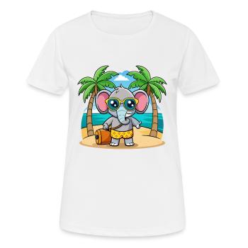 Elephant Funny Cartoon Summer Beach Sunglasses - Women's Breathable T-Shirt - white - Front - AI Model Female 172 dark (172cm)