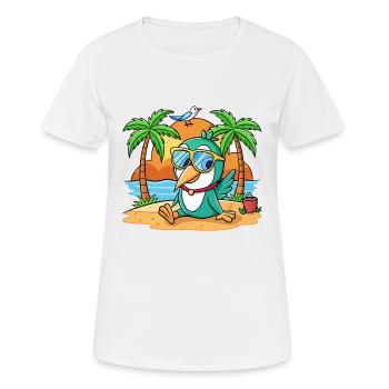 Hummingbird Funny Cartoon Summer Beach Sunglasses - Women's Breathable T-Shirt - white - Front - AI Model Female 172 dark (172cm)