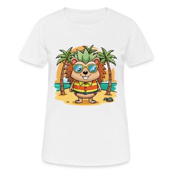 Igel Lustige Cartoon Sommer Strand Sonnenbrille - Frauen T-Shirt atmungsaktiv - Weiß - Vorne - AI Model Female 172 dark (172cm)