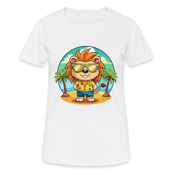 Löwe Lustige Cartoon Sommer Strand Sonnenbrille - Frauen T-Shirt atmungsaktiv - Weiß - Vorne - AI Model Female 172 dark (172cm)
