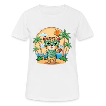 Léopard drôle dessin animé d’été plage lunettes de soleil - T-shirt respirant Femme - blanc - Devant - AI Model Female 172 dark (172cm)