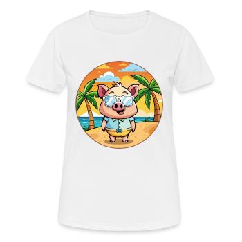 Cochon Drôle Dessin Animé Plage De Plage Lunettes - T-shirt respirant Femme - blanc - Devant - AI Model Female 172 dark (172cm)