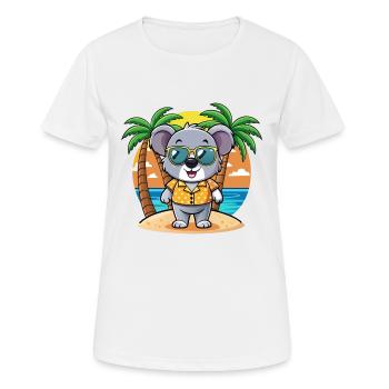 Koala Funny Cartoon Summer Beach Sunglasses - Women's Breathable T-Shirt - white - Front - AI Model Female 172 dark (172cm)