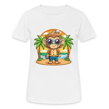 Affe Lustige Cartoon Sommer Strand Sonnenbrille - Frauen T-Shirt atmungsaktiv - Weiß - Vorne - AI Model Female 172 dark (172cm)
