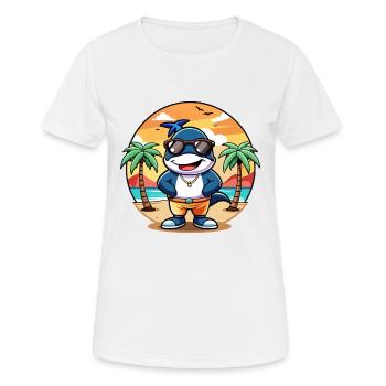 Orca Lustige Cartoon Sommer Strand Sonnenbrille - Frauen T-Shirt atmungsaktiv - Weiß - Vorne - AI Model Female 172 dark (172cm)