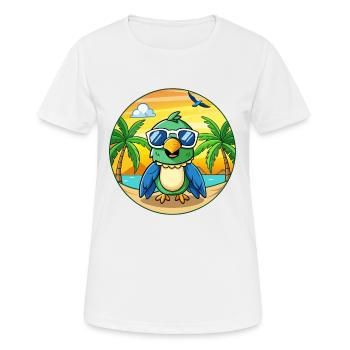 Papagei Lustige Cartoon Sommer Strand Sonnenbrille - Frauen T-Shirt atmungsaktiv - Weiß - Vorne - AI Model Female 172 dark (172cm)