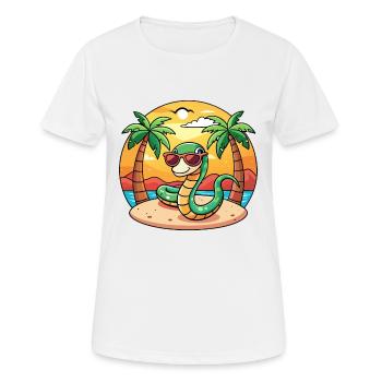 Snake Funny Cartoon Summer Beach Sunglasses - Women's Breathable T-Shirt - white - Front - AI Model Female 172 dark (172cm)