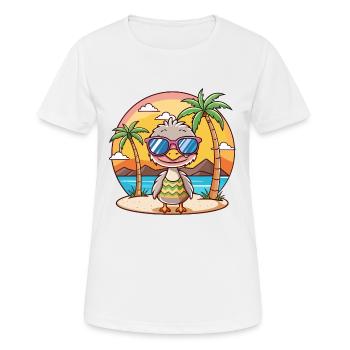 Strauß lustige Cartoon Sommer Strand Sonnenbrille - Frauen T-Shirt atmungsaktiv - Weiß - Vorne - AI Model Female 172 dark (172cm)
