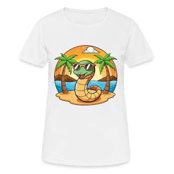 Snake Funny Cartoon Summer Beach Sunglasses - Women's Breathable T-Shirt - white - Front - AI Model Female 172 dark (172cm)
