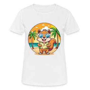 Eichhörnchen Lustige Cartoon Sommer Strand Sonnenbrille - Frauen T-Shirt atmungsaktiv - Weiß - Vorne - AI Model Female 172 dark (172cm)