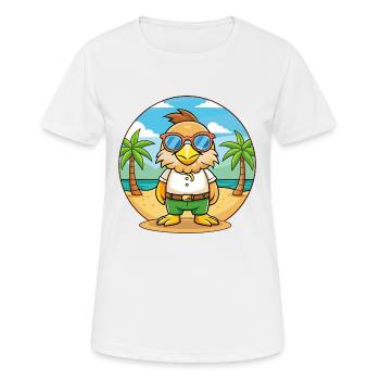 Eagle Funny Cartoon Summer Beach Sunglasses - Women's Breathable T-Shirt - white - Front - AI Model Female 172 dark (172cm)