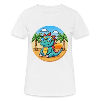 Dragon Funny Cartoon Summer Beach Sunglasses - Women's Breathable T-Shirt - white - Front - AI Model Female 172 dark (172cm)