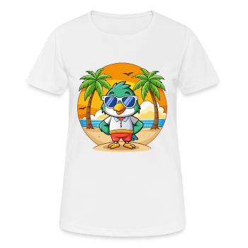 Falcon Funny Cartoon Summer Beach Sunglasses - Women's Breathable T-Shirt - white - Front - AI Model Female 172 dark (172cm)